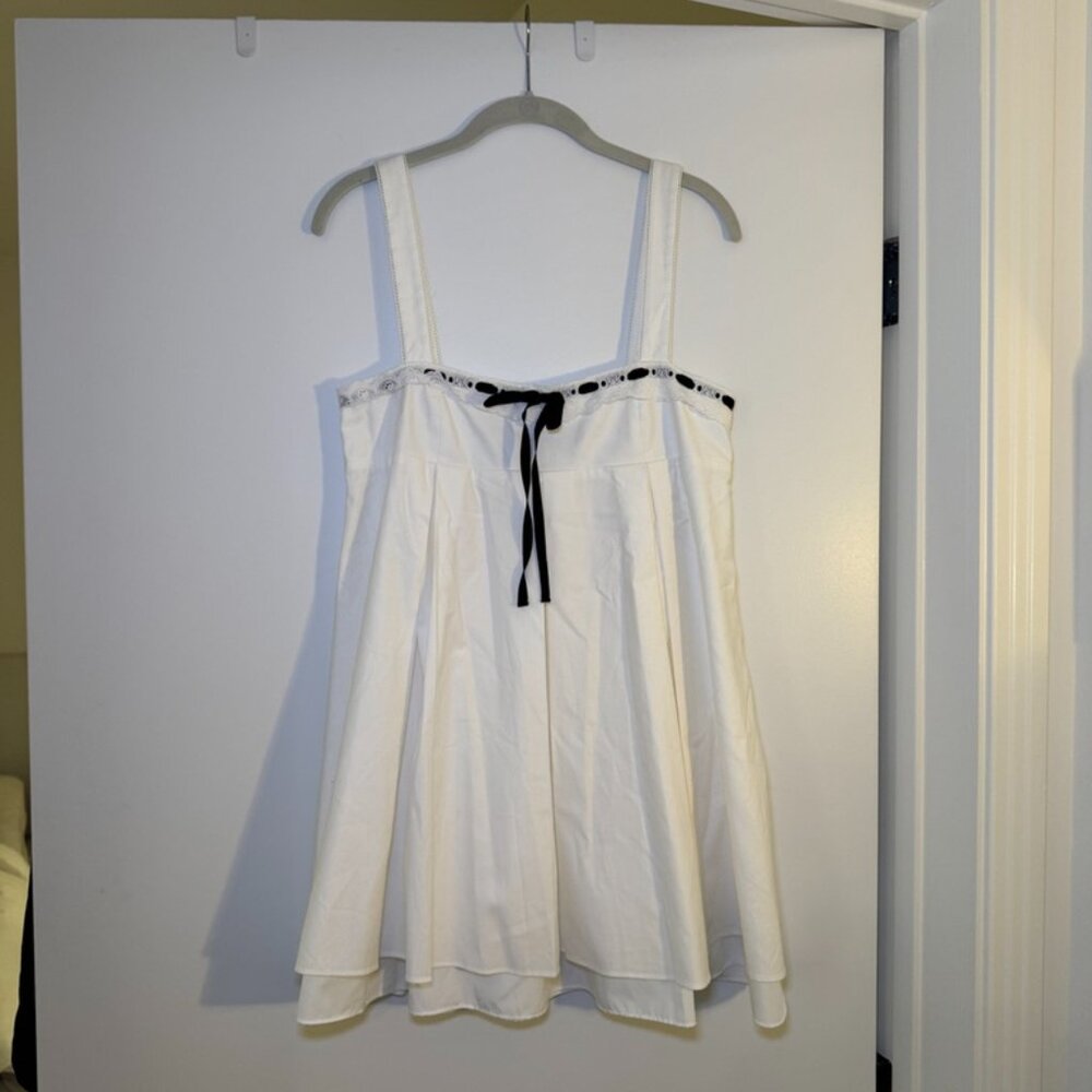 Reformation White Mini Dress with Black Ribbon - Picture 2 of 4